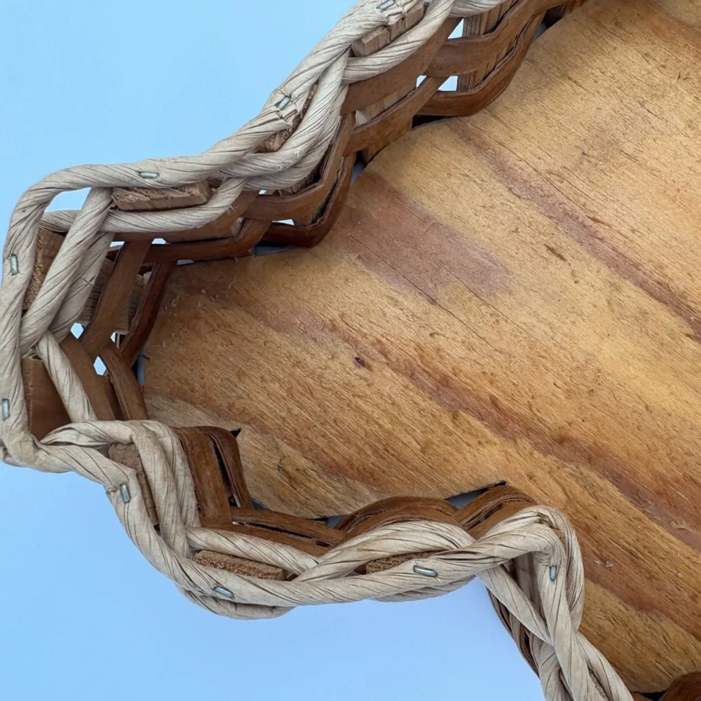 Vintage Arkansas Razorback Wood and Woven Basket - Go Hogs!